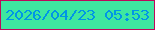 文字の大きさ：4、枠の色：bd095b、背景の色：3ee7a0、文字の色：0095e6 無料ブログパーツのブログ時計