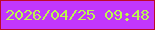 文字の大きさ：3、枠の色：bd0a2b、背景の色：c237fc、文字の色：bbf650 無料ブログパーツのブログ時計