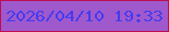 文字の大きさ：5、枠の色：bd0e51、背景の色：9f59cd、文字の色：453bee 無料ブログパーツのブログ時計