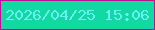 文字の大きさ：3、枠の色：bd0f96、背景の色：12d8a1、文字の色：6ceff9 無料ブログパーツのブログ時計