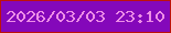 文字の大きさ：1、枠の色：bd120b、背景の色：8408ba、文字の色：ee8ee7 無料ブログパーツのブログ時計