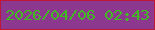 文字の大きさ：1、枠の色：bd1737、背景の色：8b388e、文字の色：40b922 無料ブログパーツのブログ時計