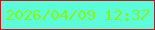 文字の大きさ：1、枠の色：bd1922、背景の色：5bfcd9、文字の色：89f40d 無料ブログパーツのブログ時計
