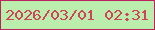 文字の大きさ：2、枠の色：bd215e、背景の色：bbeead、文字の色：cf445a 無料ブログパーツのブログ時計