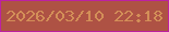 文字の大きさ：4、枠の色：bd21a2、背景の色：ae5244、文字の色：d38f58 無料ブログパーツのブログ時計