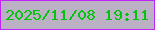 文字の大きさ：5、枠の色：bd23fa、背景の色：bcb1c4、文字の色：03c30d 無料ブログパーツのブログ時計