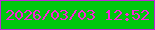 文字の大きさ：5、枠の色：bd26d7、背景の色：00c70d、文字の色：f922db 無料ブログパーツのブログ時計