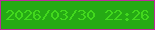 文字の大きさ：2、枠の色：bd2a9d、背景の色：25aa14、文字の色：42d81d 無料ブログパーツのブログ時計
