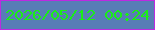文字の大きさ：2、枠の色：bd2ae1、背景の色：587db6、文字の色：1aee17 無料ブログパーツのブログ時計