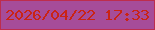 文字の大きさ：4、枠の色：bd2d4d、背景の色：a64c99、文字の色：ca2315 無料ブログパーツのブログ時計