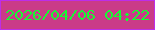 文字の大きさ：4、枠の色：bd2de9、背景の色：ca3b88、文字の色：17fa33 無料ブログパーツのブログ時計