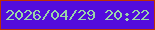 文字の大きさ：4、枠の色：bd3003、背景の色：530cdc、文字の色：99d4a9 無料ブログパーツのブログ時計