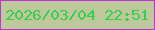 文字の大きさ：5、枠の色：bd34d5、背景の色：bdc99a、文字の色：35ce4f 無料ブログパーツのブログ時計