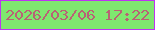文字の大きさ：2、枠の色：bd34f2、背景の色：7fe76f、文字の色：b96275 無料ブログパーツのブログ時計