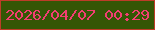 文字の大きさ：4、枠の色：bd3c28、背景の色：345605、文字の色：f23e72 無料ブログパーツのブログ時計