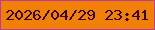 文字の大きさ：4、枠の色：bd3c9a、背景の色：f18007、文字の色：370521 無料ブログパーツのブログ時計