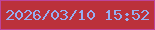 文字の大きさ：4、枠の色：bd449b、背景の色：bb313b、文字の色：96aff0 無料ブログパーツのブログ時計