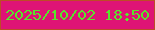 文字の大きさ：4、枠の色：bd4c26、背景の色：de1475、文字の色：57e72b 無料ブログパーツのブログ時計