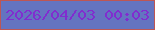 文字の大きさ：5、枠の色：bd5654、背景の色：6474c0、文字の色：812dcf 無料ブログパーツのブログ時計
