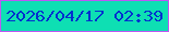 文字の大きさ：4、枠の色：bd57f4、背景の色：0edfb3、文字の色：0430cf 無料ブログパーツのブログ時計