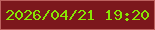文字の大きさ：1、枠の色：bd615f、背景の色：7c171c、文字の色：88e503 無料ブログパーツのブログ時計