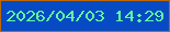 文字の大きさ：5、枠の色：bd6607、背景の色：064bc4、文字の色：5ffd9c 無料ブログパーツのブログ時計