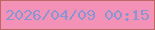 文字の大きさ：4、枠の色：bd6763、背景の色：f491b6、文字の色：8796d3 無料ブログパーツのブログ時計