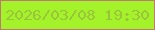 文字の大きさ：2、枠の色：bd7a75、背景の色：a4f22a、文字の色：9ac53b 無料ブログパーツのブログ時計