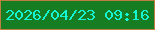 文字の大きさ：3、枠の色：bd7f3f、背景の色：177d22、文字の色：15f4d3 無料ブログパーツのブログ時計