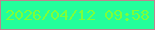 文字の大きさ：3、枠の色：bd848f、背景の色：23fe9b、文字の色：7dfe38 無料ブログパーツのブログ時計