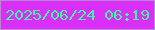 文字の大きさ：2、枠の色：bd86d3、背景の色：d92ff9、文字の色：42f5a3 無料ブログパーツのブログ時計