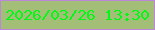 文字の大きさ：5、枠の色：bd87d9、背景の色：a3be77、文字の色：04f817 無料ブログパーツのブログ時計