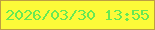 文字の大きさ：1、枠の色：bd9e42、背景の色：fcfa39、文字の色：67e953 無料ブログパーツのブログ時計