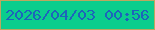文字の大きさ：3、枠の色：bda75f、背景の色：0bcd8d、文字の色：1d64bb 無料ブログパーツのブログ時計