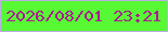 文字の大きさ：3、枠の色：bdabe6、背景の色：57f834、文字の色：af1894 無料ブログパーツのブログ時計