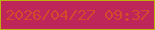 文字の大きさ：5、枠の色：bdb00f、背景の色：be2659、文字の色：d44a2d 無料ブログパーツのブログ時計