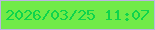 文字の大きさ：2、枠の色：bdb4e3、背景の色：71eb48、文字の色：0ed44c 無料ブログパーツのブログ時計