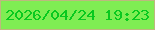 文字の大きさ：2、枠の色：bdb87e、背景の色：7fed53、文字の色：09c91f 無料ブログパーツのブログ時計