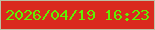 文字の大きさ：5、枠の色：bdc0a4、背景の色：da2a1e、文字の色：61f101 無料ブログパーツのブログ時計