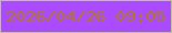 文字の大きさ：5、枠の色：bdc195、背景の色：ab4bff、文字の色：ae7826 無料ブログパーツのブログ時計