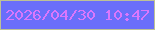 文字の大きさ：4、枠の色：bdc196、背景の色：6a6efa、文字の色：da77fc 無料ブログパーツのブログ時計