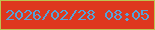 文字の大きさ：4、枠の色：bdc350、背景の色：de371e、文字の色：54a2da 無料ブログパーツのブログ時計