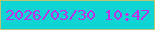 文字の大きさ：4、枠の色：bdc375、背景の色：0ed5d4、文字の色：be2fe5 無料ブログパーツのブログ時計