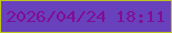 文字の大きさ：1、枠の色：bdc51c、背景の色：6842bd、文字の色：810d93 無料ブログパーツのブログ時計