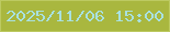 文字の大きさ：5、枠の色：bdca61、背景の色：a9b73f、文字の色：a9e1e0 無料ブログパーツのブログ時計