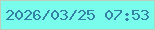 文字の大きさ：4、枠の色：bdccbb、背景の色：7afcec、文字の色：3381a5 無料ブログパーツのブログ時計