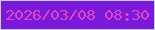 文字の大きさ：4、枠の色：bdd0e8、背景の色：7a19da、文字の色：de47c5 無料ブログパーツのブログ時計
