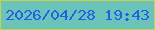 文字の大きさ：1、枠の色：bdd44b、背景の色：6cc3b9、文字の色：2062e5 無料ブログパーツのブログ時計