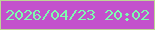 文字の大きさ：2、枠の色：bdd595、背景の色：c351cc、文字の色：7ffbaf 無料ブログパーツのブログ時計