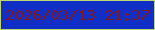 文字の大きさ：3、枠の色：bdd670、背景の色：0e2ec5、文字の色：801922 無料ブログパーツのブログ時計